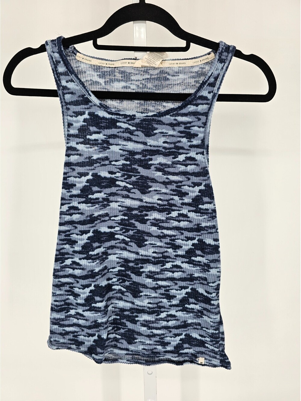 Lucky Brand Womens Sz S Pajama TankTop Blue Camo Print